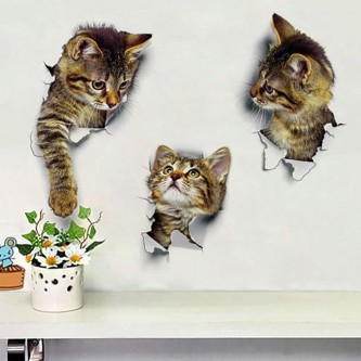 Αυτοκόλλητο διακοσμητικό 20cm x 15cm τοίχου 3D CATS ΣΕΤ